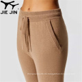 2020 Jiejin Neues Design Baumwollstrecke Brown ausgestattete Jogginghosen Frauen Sport Capri Joggerhose